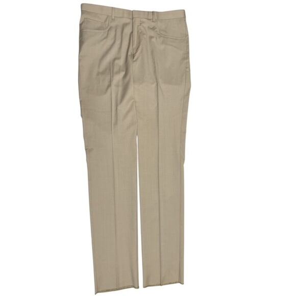 Hart Schaffner Marx Pants 35 Regular New York Fit Beige 5 Pockets Wicks Unhemmed - Picture 1 of 7